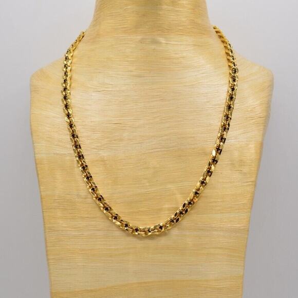 Givenchy Vintage Crystal Chain Necklace Red Rhinestone Gold Signed 1980s BinG - Picture 1 of 12